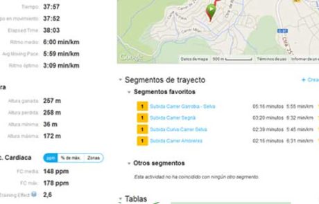 Segmentos de una Actividad Garmin