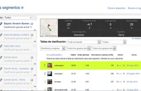 Garmin - Listado Segmentos