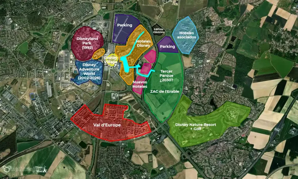 Mapa posible tercer parque de Disneyland Paris